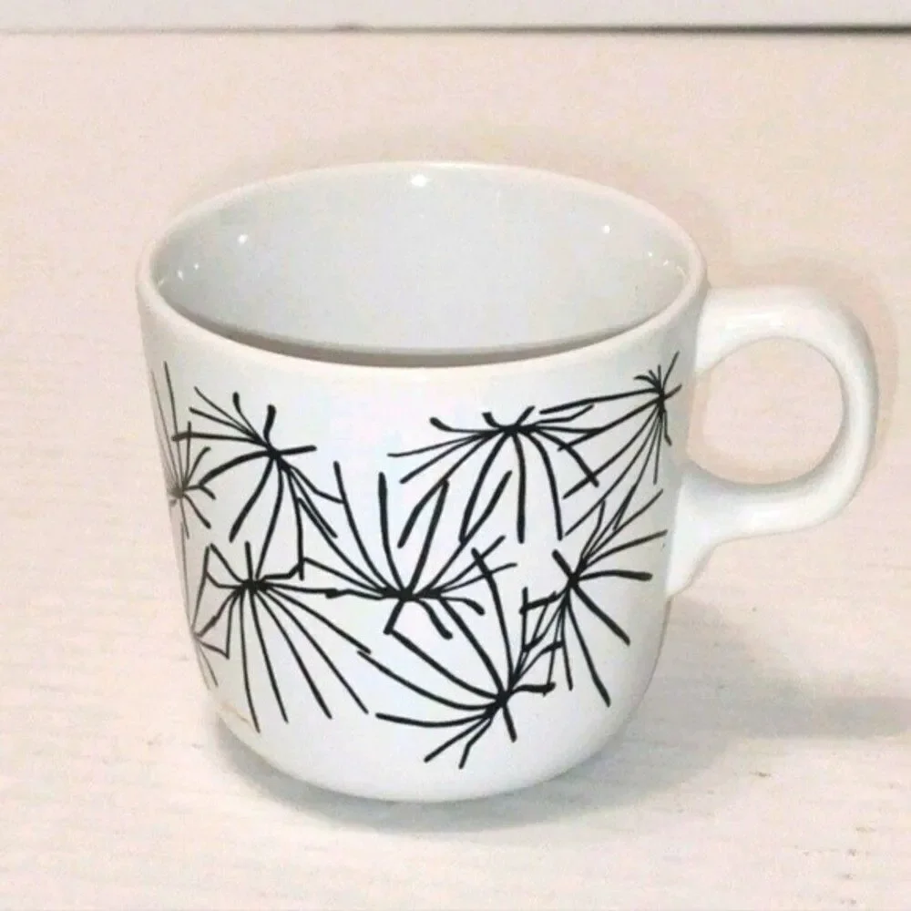 IKEA Ungdom 7oz mug black white tea expresso cup Starburst design print pattern